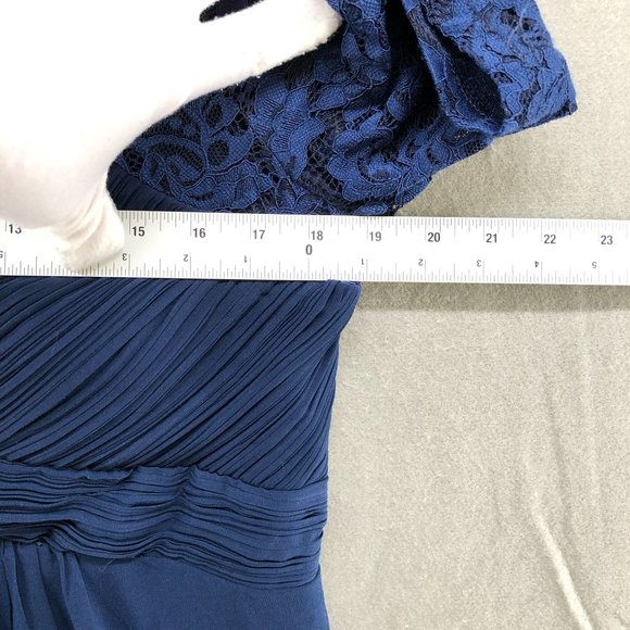 Ever Pretty Chiffon Lace Sleeve Blue Party Prom Evening Dress Size 18 Sweetheart - Picture 12 of 12